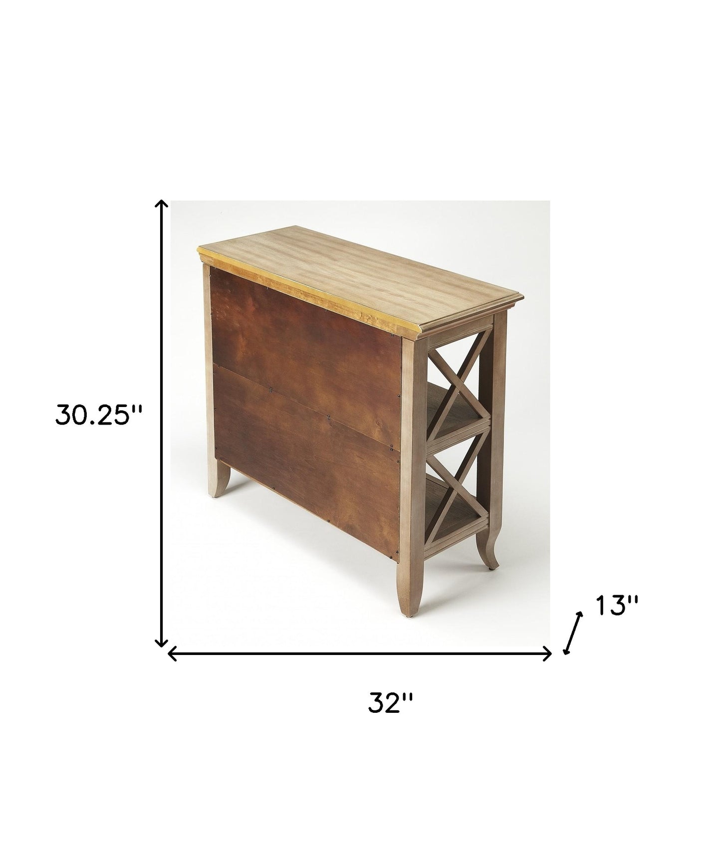 30" Brown Wood Two Tier Bookcase