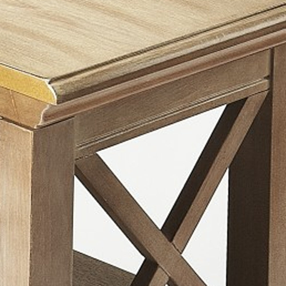 30" Brown Wood Two Tier Bookcase