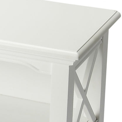 30" White Wood Two Tier Bookcase