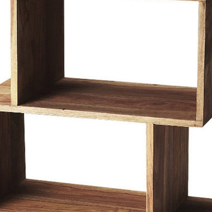 48" Brown Wood Three Tier Bookcase