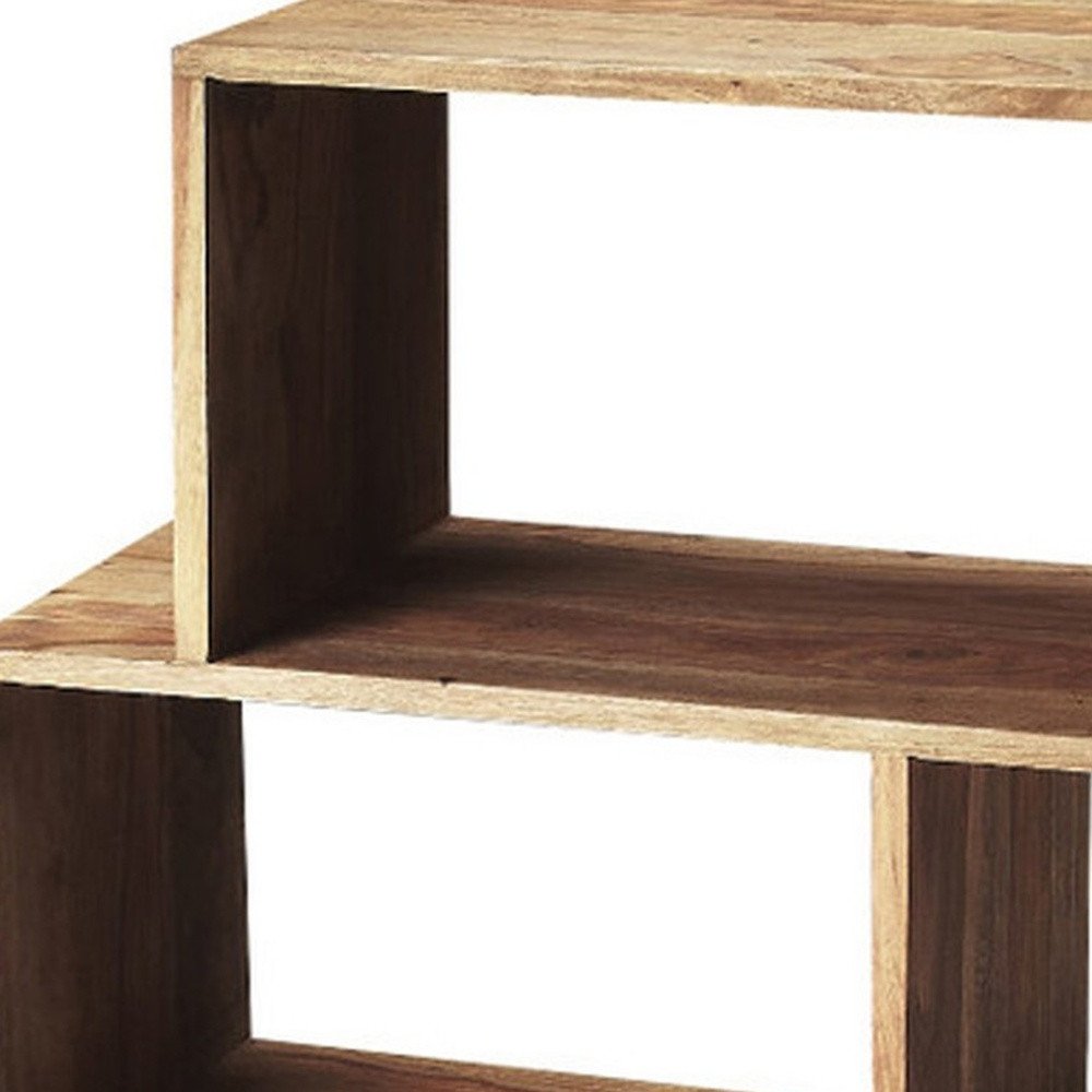 48" Brown Wood Three Tier Bookcase