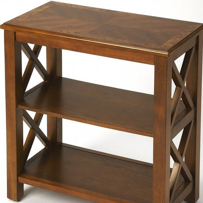25" Brown Two Tier Standard Bookcase