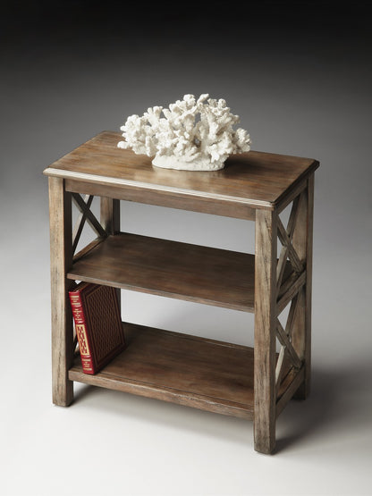25" Brown Wood Two Tier Bookcase