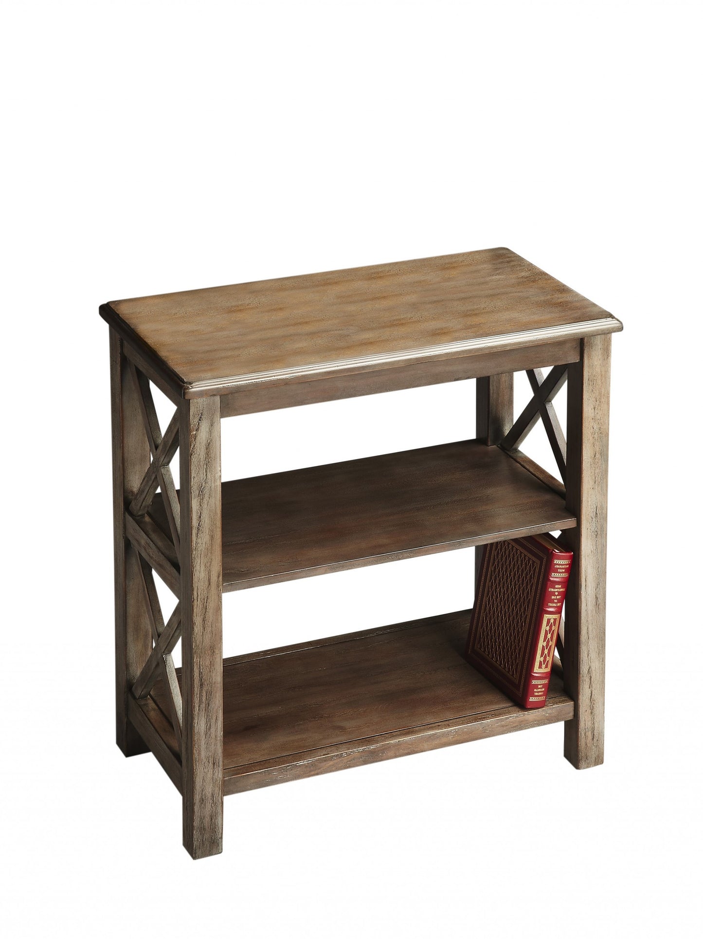 25" Brown Wood Two Tier Bookcase