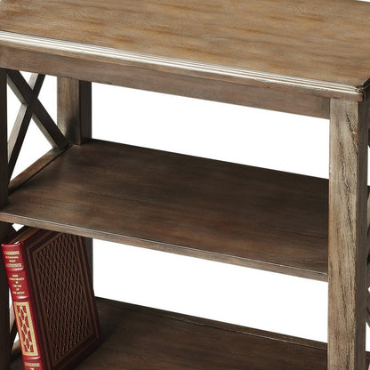 25" Brown Wood Two Tier Bookcase