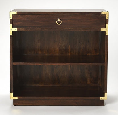 28" Dark Brown Wood Two Tier Bookcase with A Drawer