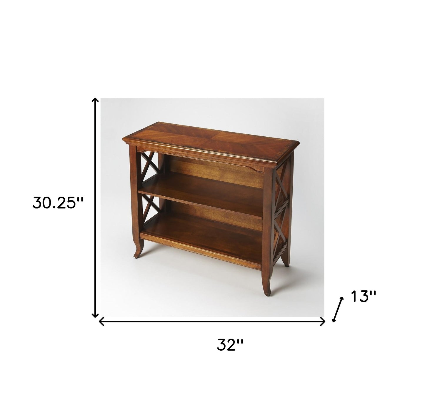 30" Brown Solid and Manufactured Wood and Solid Wood Two Tier Bookcase