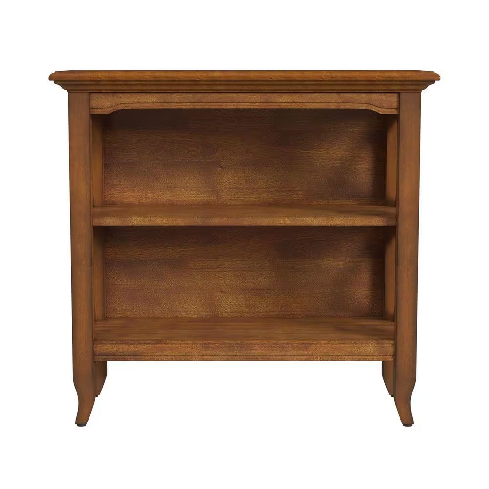 30" Brown Solid and Manufactured Wood and Solid Wood Two Tier Bookcase