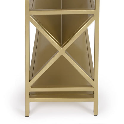 32" Gold Iron and Metal Two Tier Bookcase