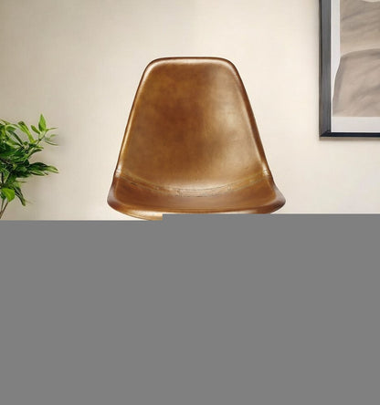 18" Brown and Copper Faux Leather Side Chair