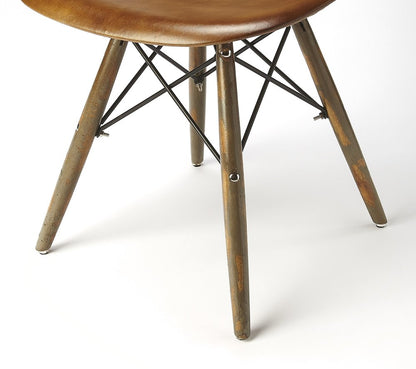18" Brown and Copper Faux Leather Side Chair