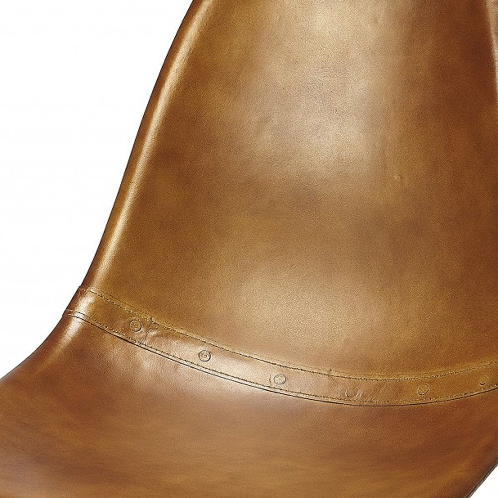 18" Brown and Copper Faux Leather Side Chair