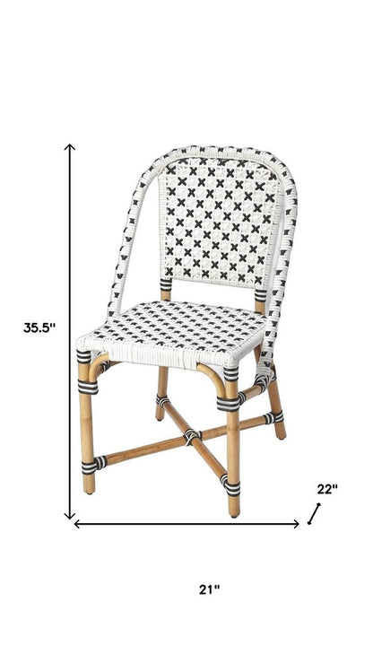 White And Brown Faux Rattan Dining Chair