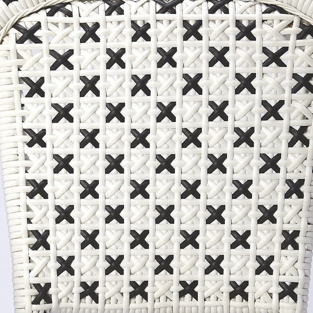 White And Brown Faux Rattan Dining Chair