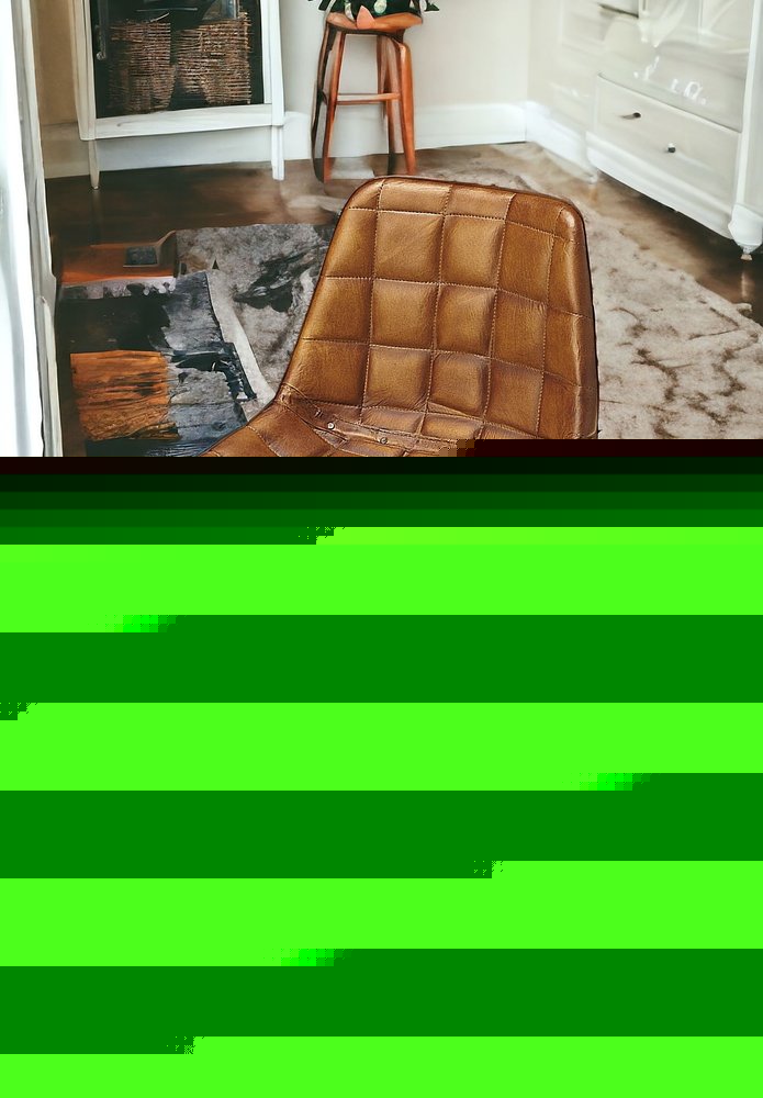 18" Brown Faux Leather Checkered Tufted Side Chair