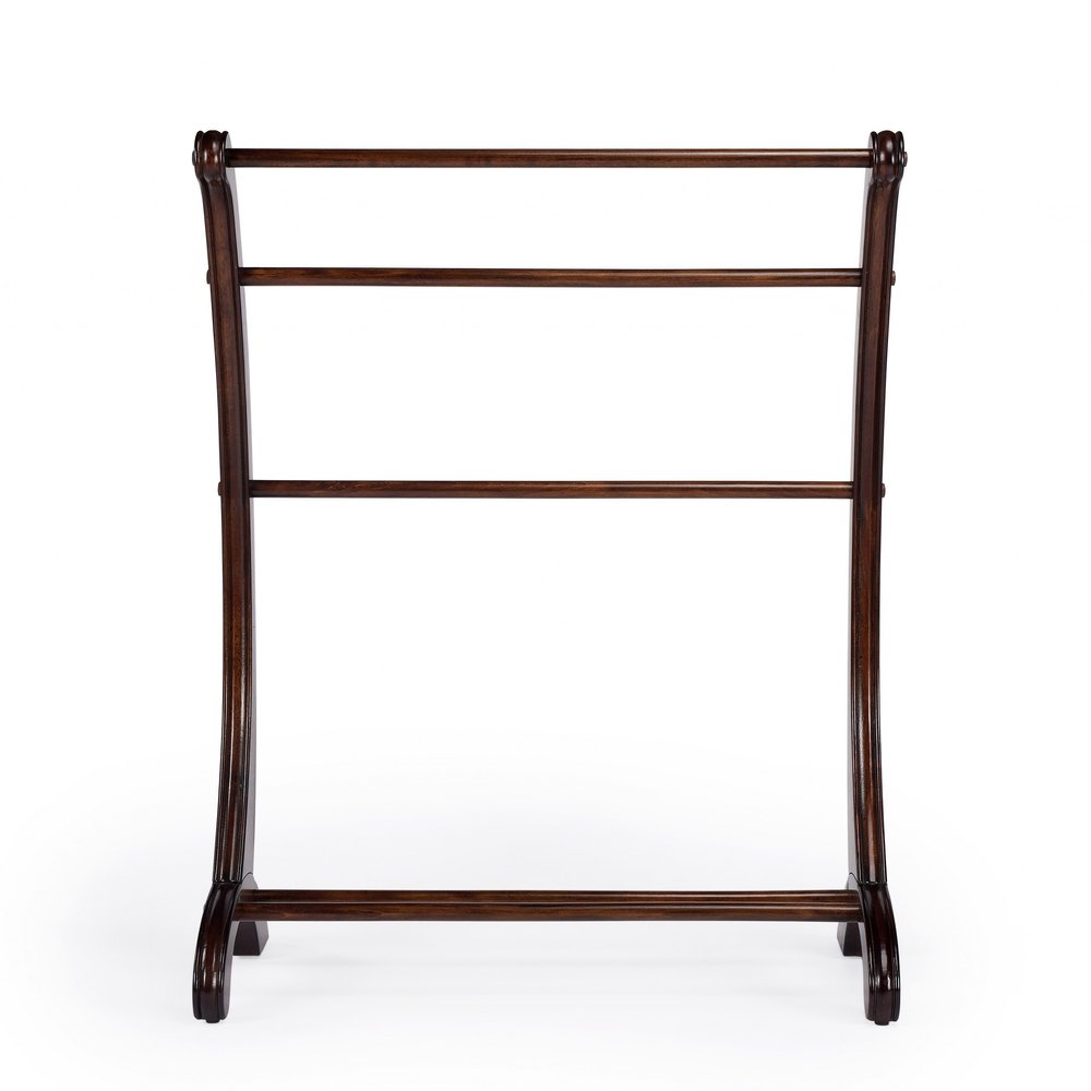 36" Deep Cherry Brown Wood Blanket Stand