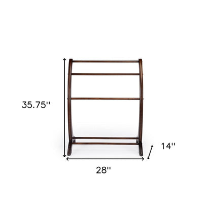 36" Deep Cherry Brown Wood Blanket Stand