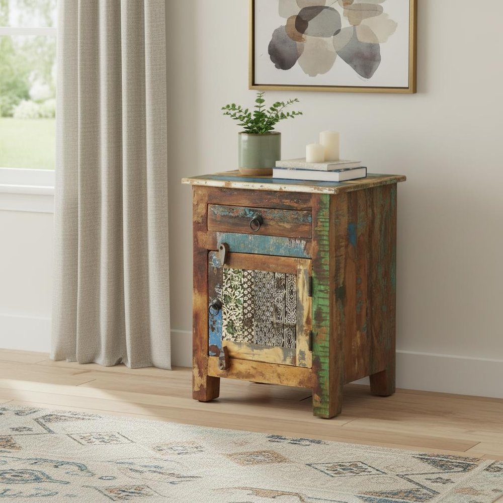 18" Brown Standard Accent Chest With One Drawer