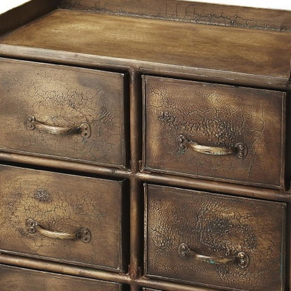 23" Bronze Iron Six Drawer Double Dresser