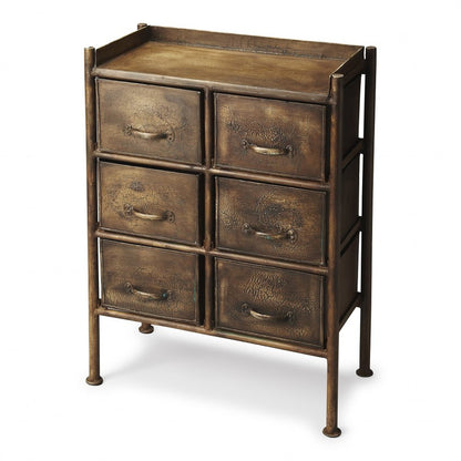 23" Bronze Iron Six Drawer Double Dresser