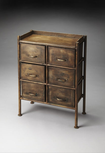 23" Bronze Iron Six Drawer Double Dresser