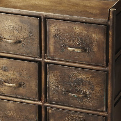 23" Bronze Iron Six Drawer Double Dresser