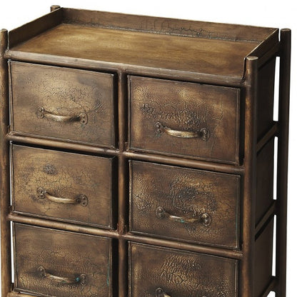 23" Bronze Iron Six Drawer Double Dresser