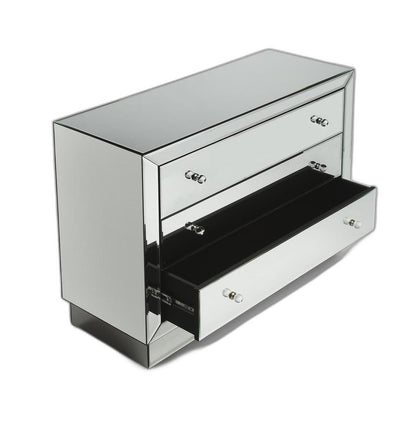 42" Clear Glass Three Drawer Dresser