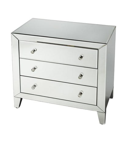 30" Clear Glass Three Drawer Chest