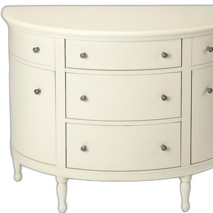 41" White Solid Wood Five Drawer Sideboard with Two Doors
