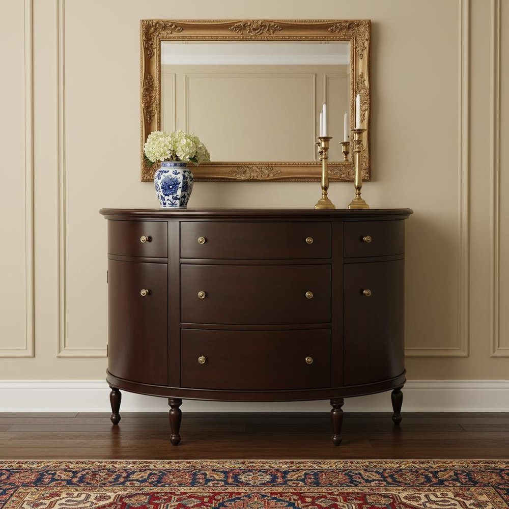 41" Dark Brown Solid Wood Five Drawer Sideboard