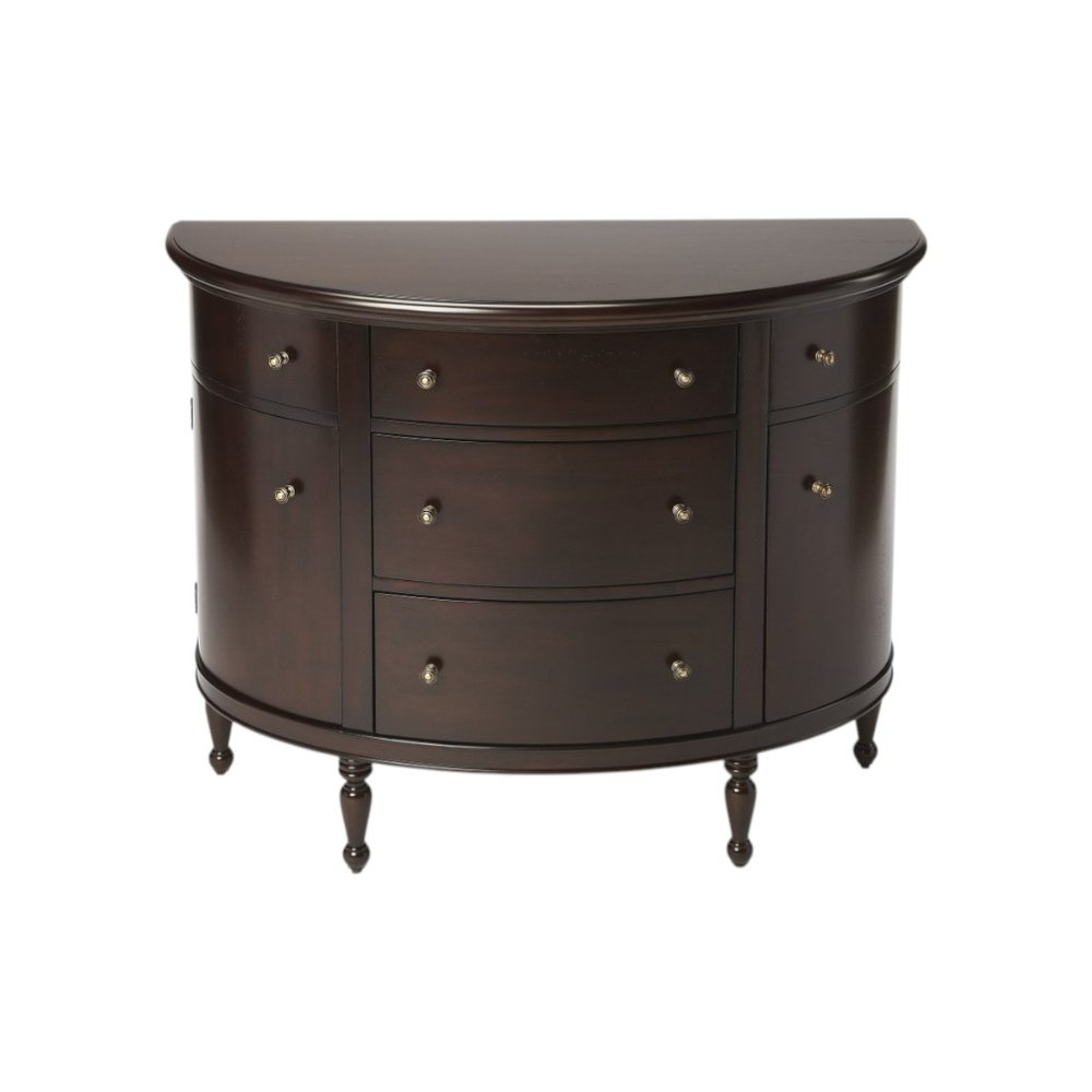 41" Dark Brown Solid Wood Five Drawer Sideboard