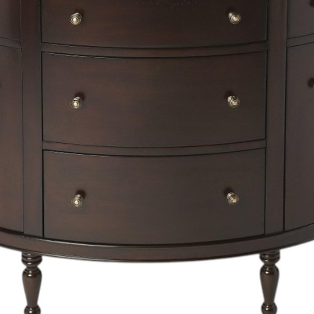 41" Dark Brown Solid Wood Five Drawer Sideboard