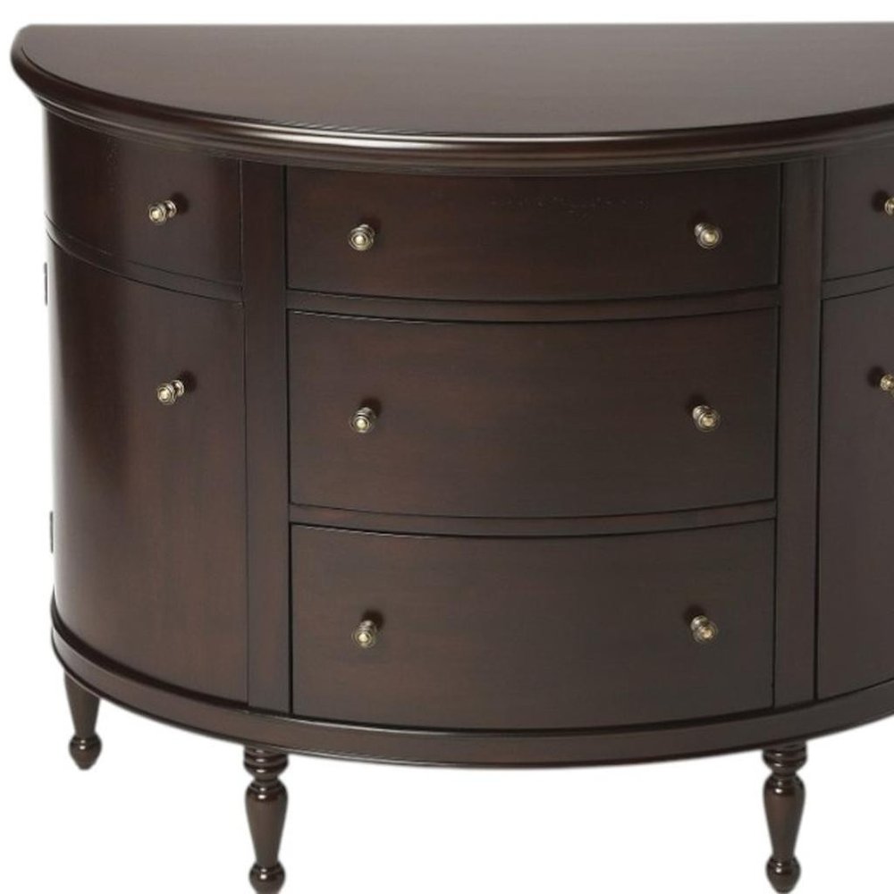 41" Dark Brown Solid Wood Five Drawer Sideboard