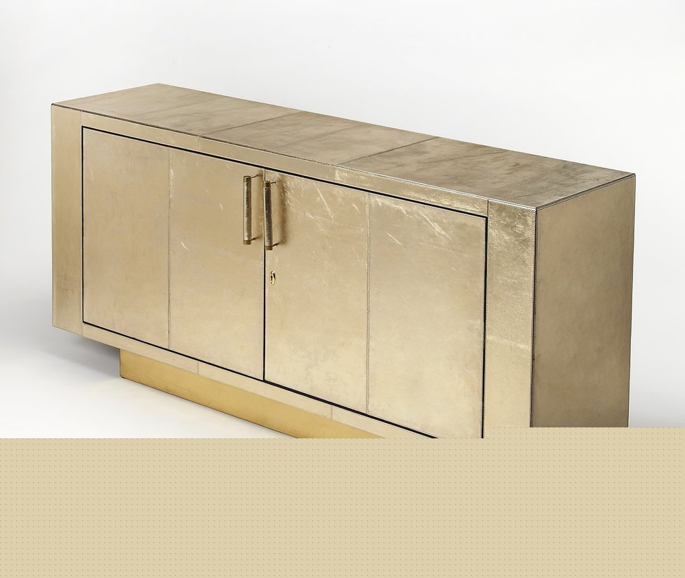 71" Gold Solid Wood Buffet Table with Two Doors