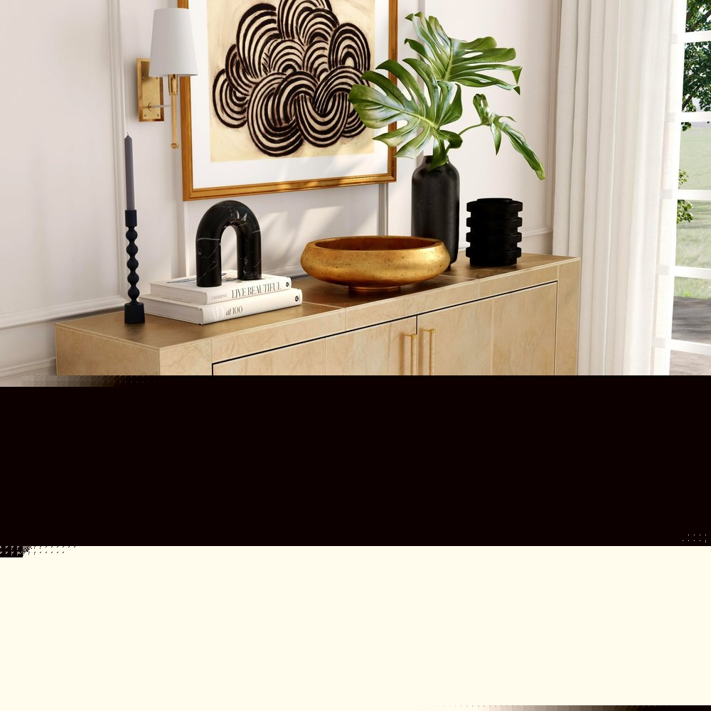 71" Gold Solid Wood Buffet Table with Two Doors