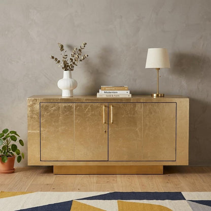 71" Gold Solid Wood Buffet Table with Two Doors
