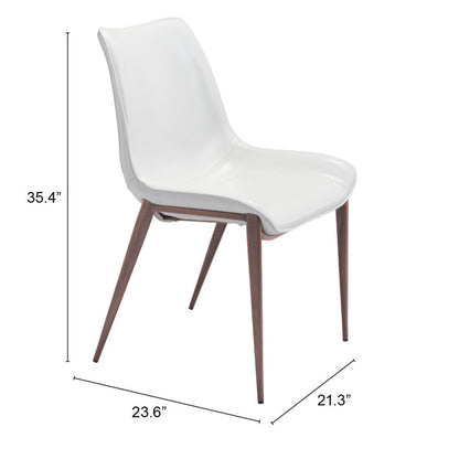 Set of Two White and Brown Upholstered Faux Leather Dining Side Chairs
