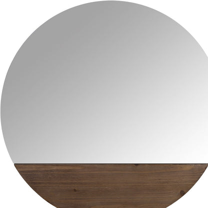 24" Brown Round Unframed Accent Mirror
