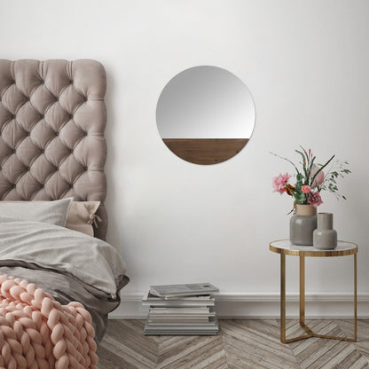 24" Brown Round Unframed Accent Mirror