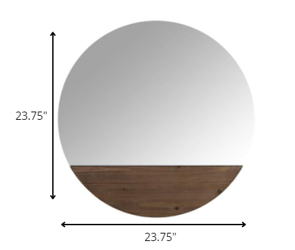 24" Brown Round Unframed Accent Mirror
