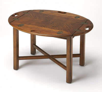 30" Brown Wood Oval Coffee Table