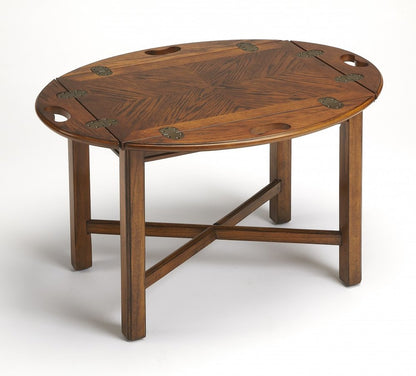 30" Brown Wood Oval Coffee Table
