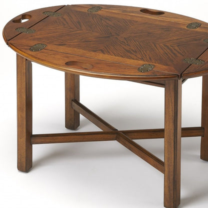 30" Brown Wood Oval Coffee Table