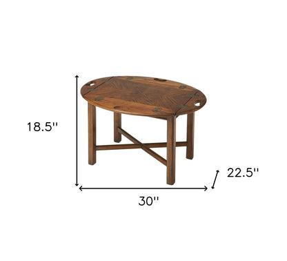 30" Brown Wood Oval Coffee Table