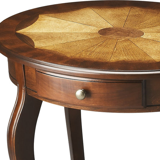 25" Brown Wood Oval Coffee Table With Drawer And Shelf