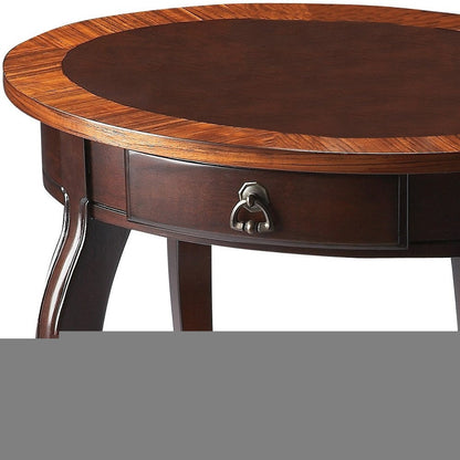 25" Brown Wood Oval Coffee Table With Drawer And Shelf
