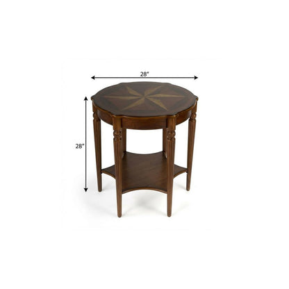 28" Brown Wood Round Coffee Table With Shelf