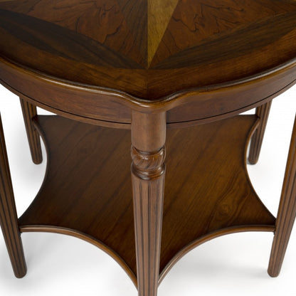 28" Brown Wood Round Coffee Table With Shelf