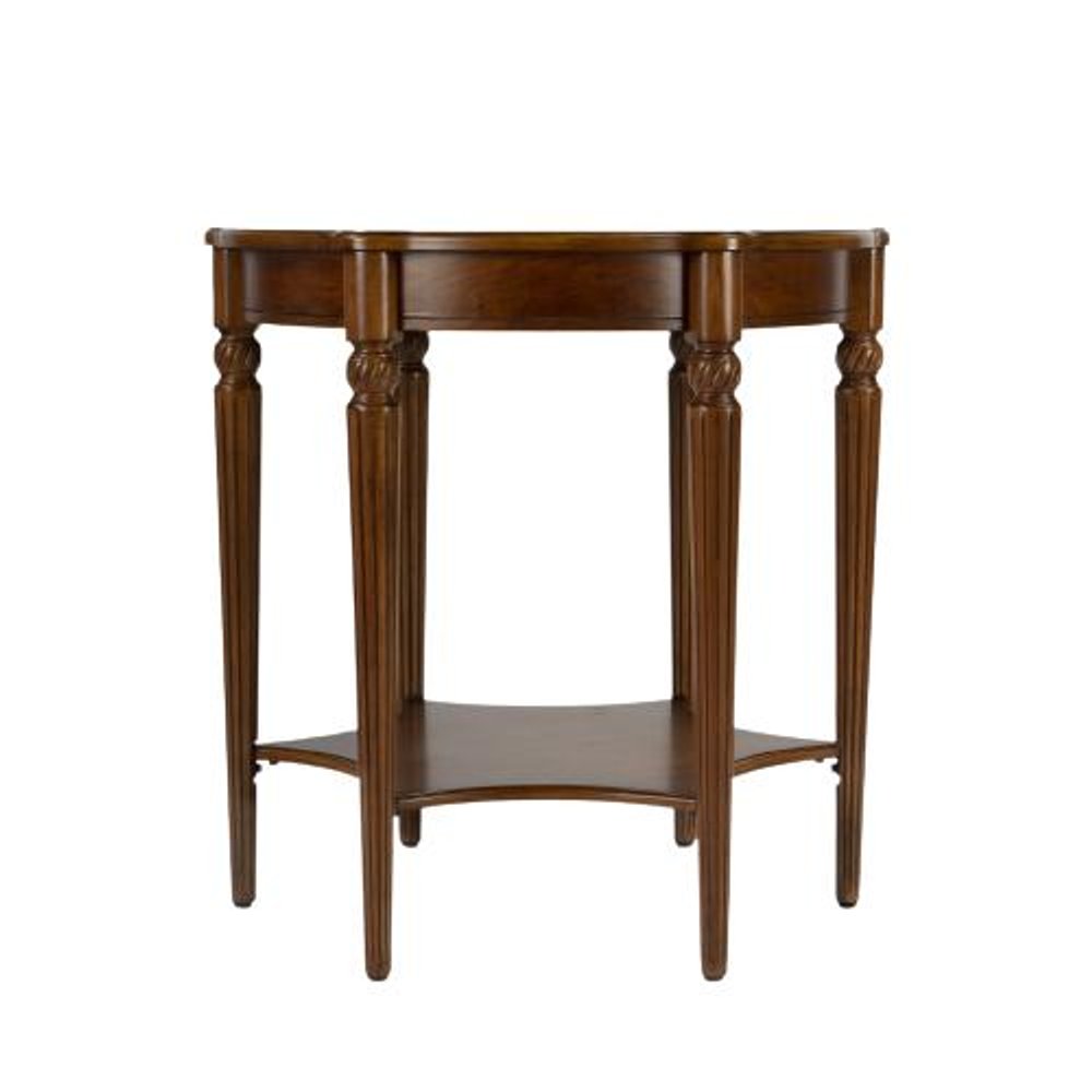 28" Brown Wood Round Coffee Table With Shelf
